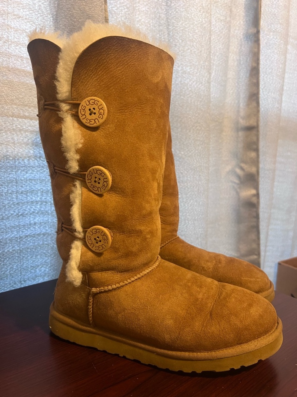 UGG Bailey Button Triplet Tall Boot - Chestnut Suede